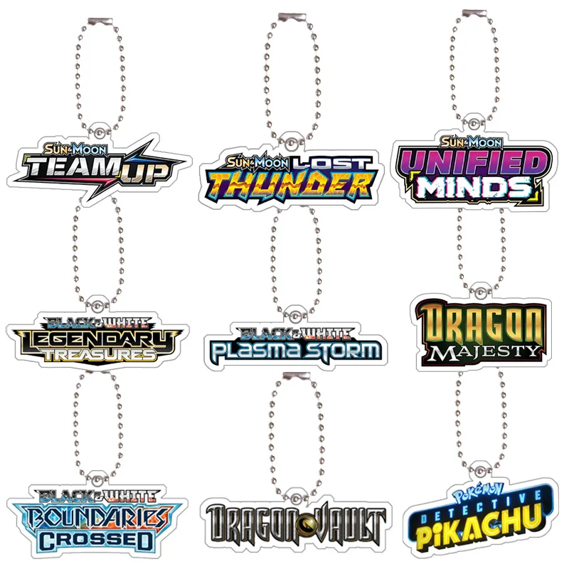 

Pokemon Ptcg American Version Logo Diy Homemade Acrylic Key Chain Creative Extended Painting Alphabet Symbol Bag Pendant Gift