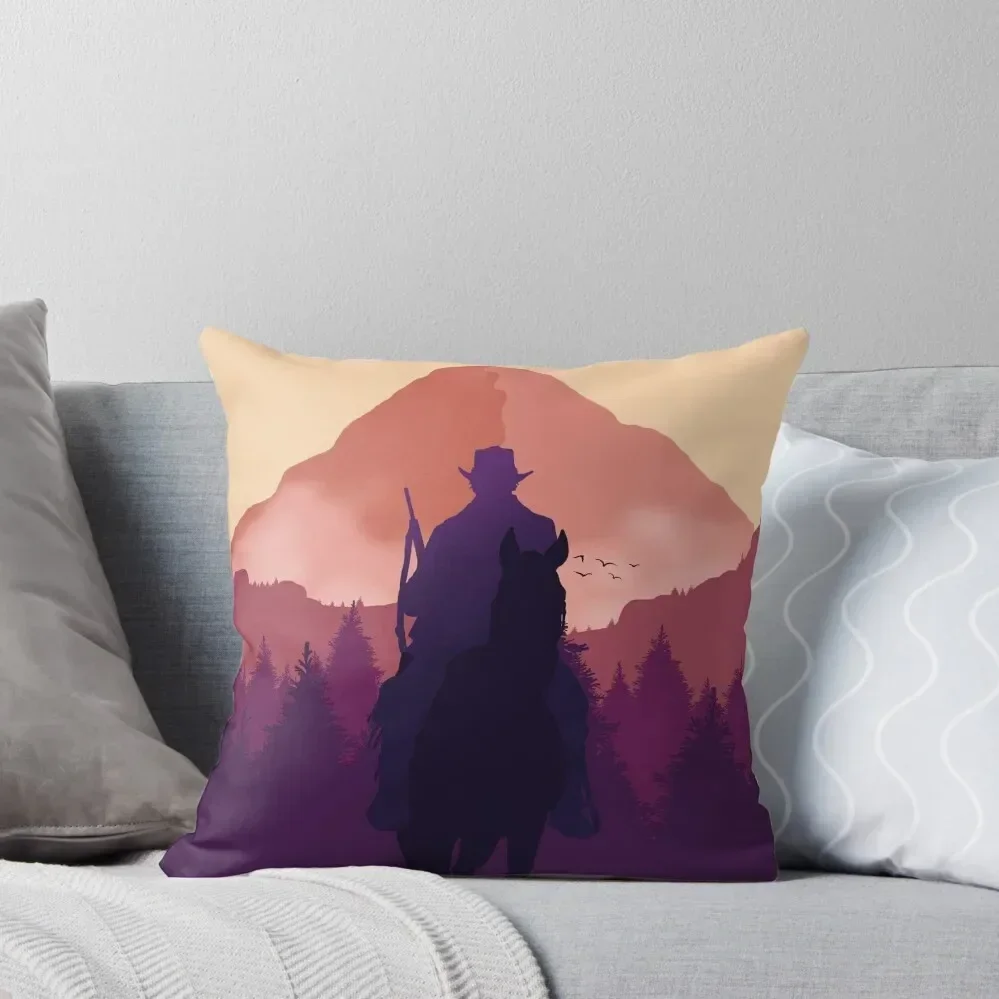 Arthur Morgan en un caballo, cojines para sofá, fundas de cojines para sala de estar, funda de almohada decorativa, almohada decorativa de lujo