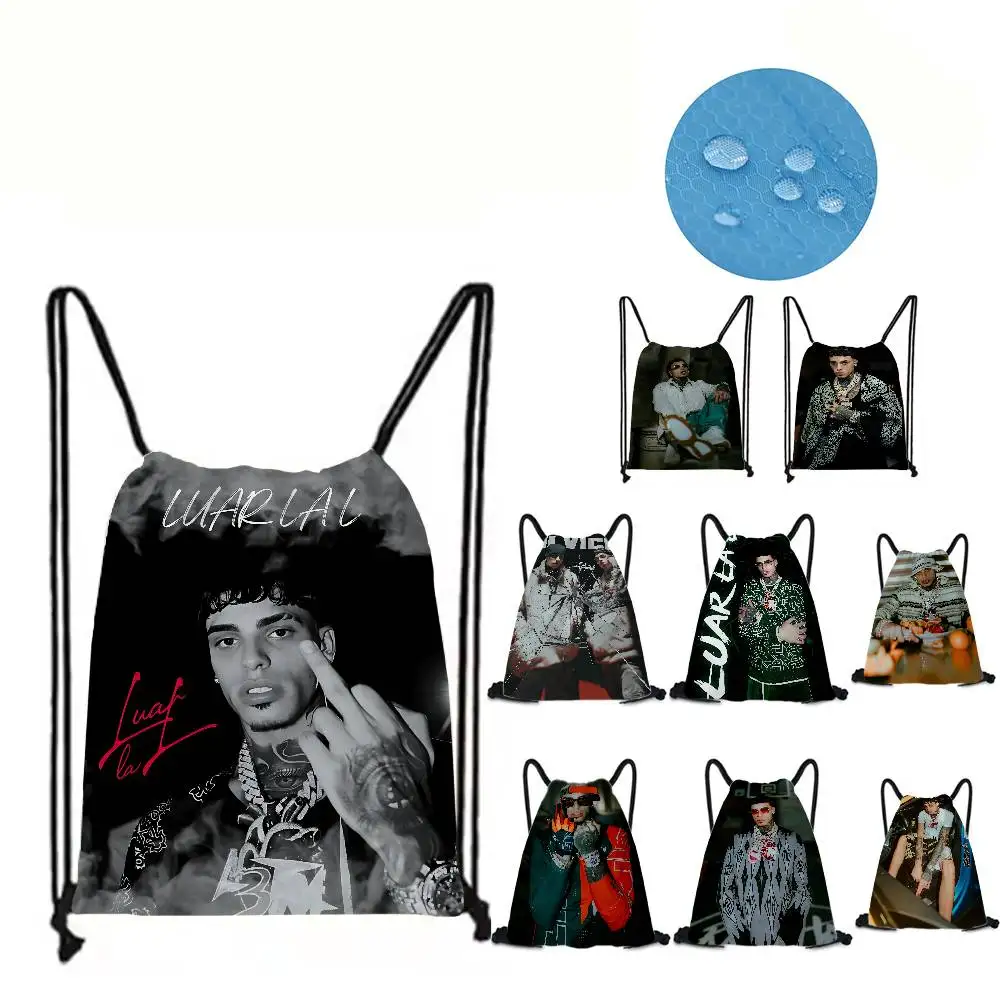 Popular música rapero cantante l-luar La L bolsas con cordón mochila deportiva gimnasio mochila resistente al agua bolsa de cuerda para ciclismo