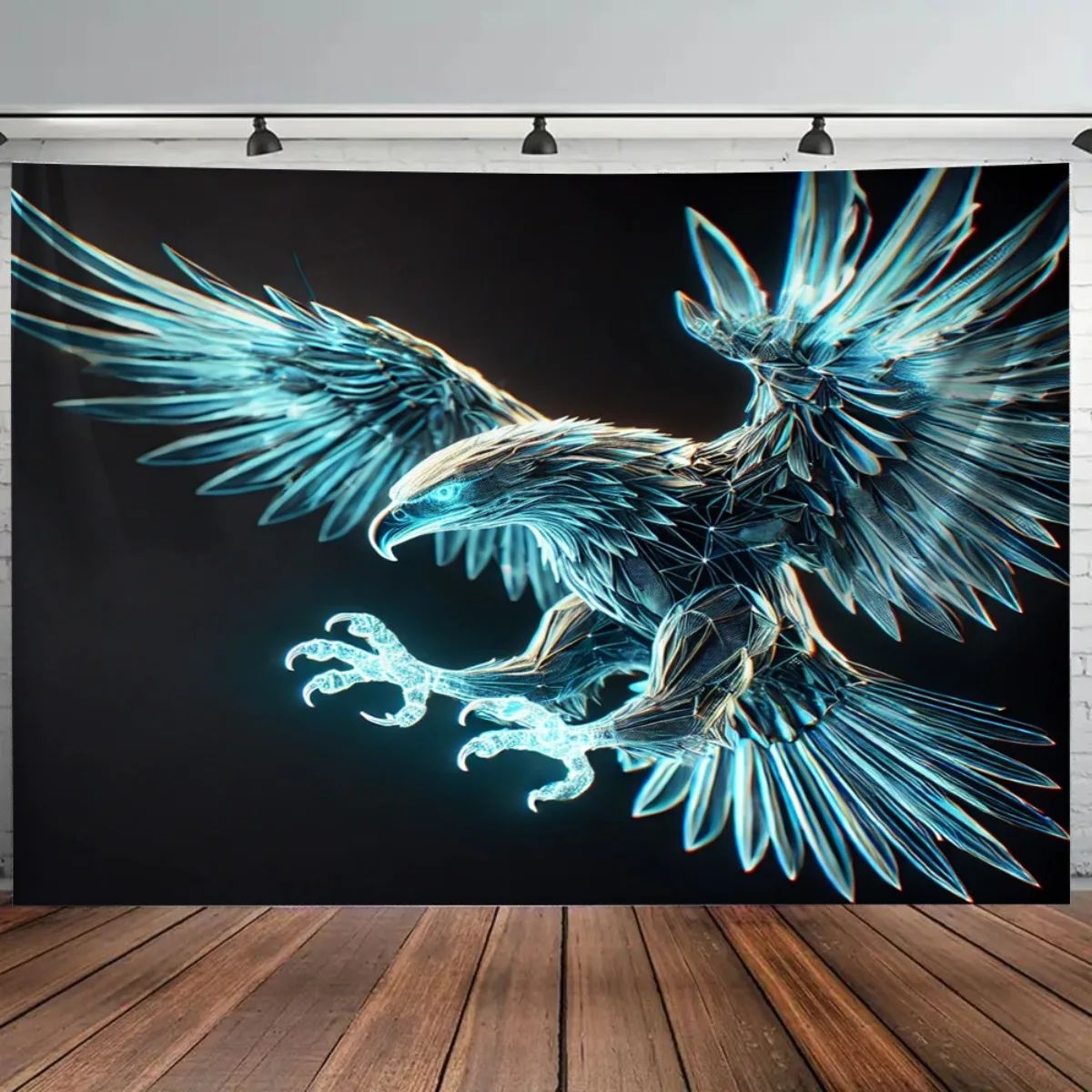 1pc Neon Geometric Eagle Tapestry Cyberpunk Tapestry Futuristic Falcon Art Hanging Cloth Living Room Room Decoration