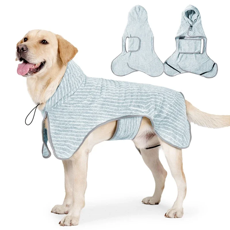 Pet Bathrobe High Water Absorbent Coat Towel for Large Medium Small Dogs Soft Adjustable Fast Drying Moisture Cat Pet Bath Robe