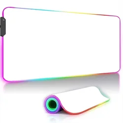 White RGB Gaming Mouse Pad LED Mousepad Game Accessories Backlit Desk Mat Large Computer Keyboard Mice Mat Luminous XXL Mausepad