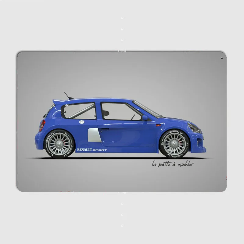 Classic Car Juris Car Clio V6 Rally Car Metal Plaque Poster Automobile Club Home Bedroom Bar Tin Sign Room Decor Wall Decor