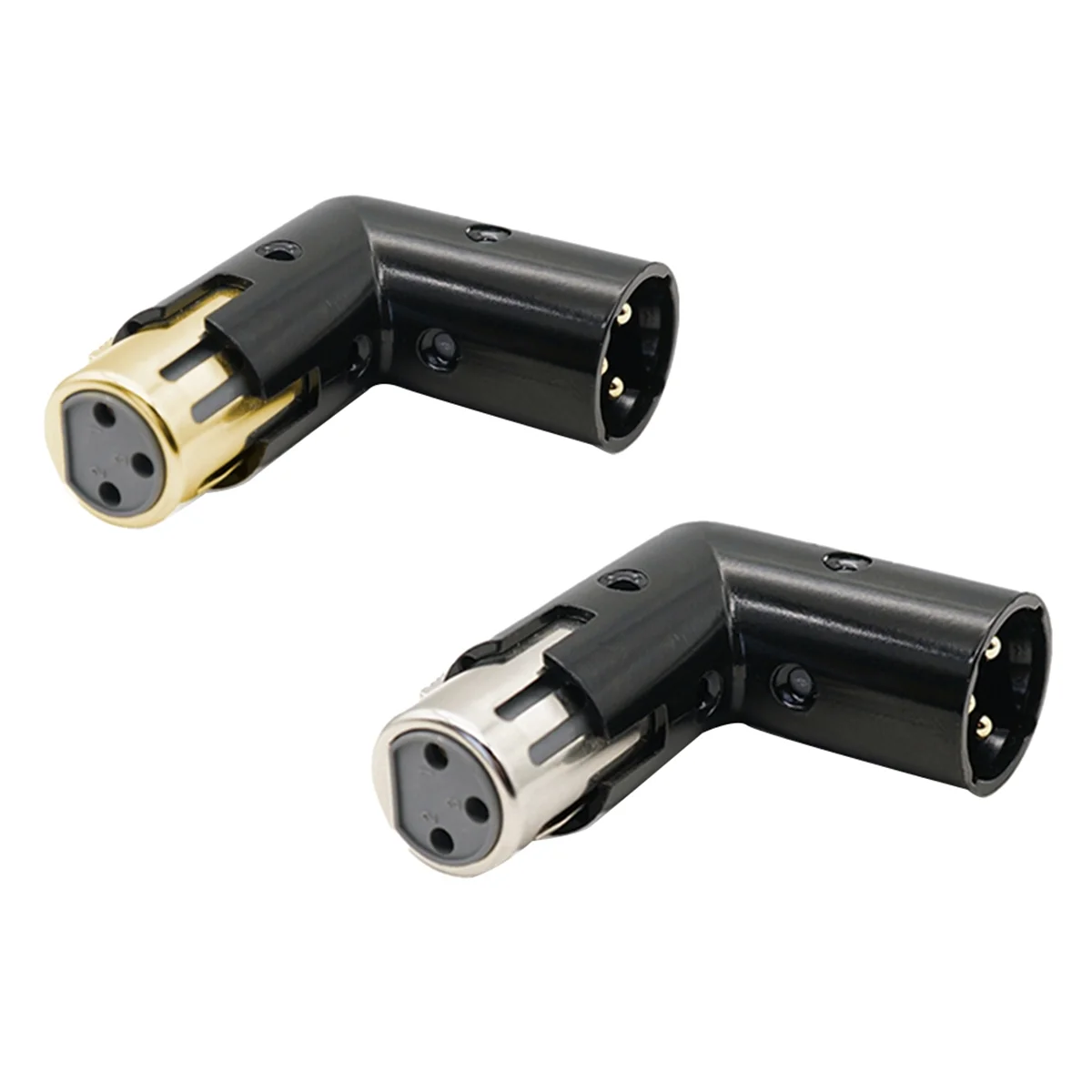 2PCS Audio Adapter Plug 3Pin XLR Angle Adapter Adjustable Male to Female Right Angle XLR Adapter (XLR 90 Degree Adapter)T98C