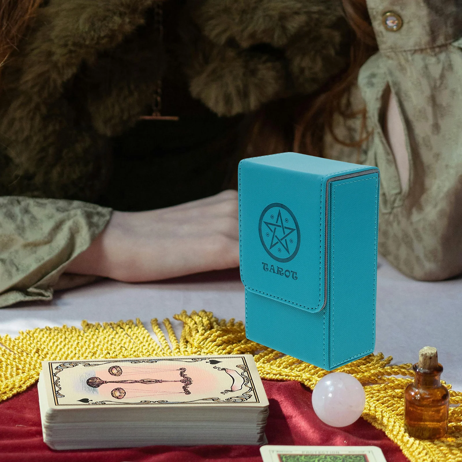 

Tarot Storage Box Magnetic Closure PU Card ganizer Case for Tarot Cards Deck Holder Purple Gaming Accessories Portable