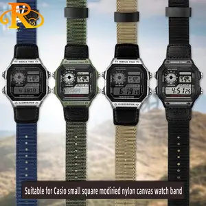 AE1200 nylon strap 18mm For Casio 3299 AE 1200 AE1300 1100 A158 159 F 108 W 216H student electronic watch army green and black AliExpress