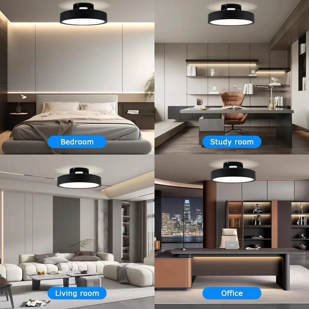 Modern Bladeless Ceiling Fan With Light For Bedroom Round 50Cm Vaneless Ceiling Fans With Lights And Remote Bladeless Fan Lights