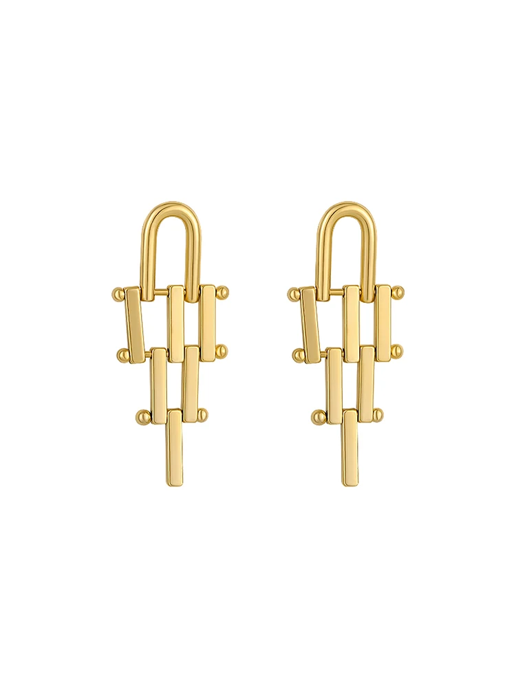 Europe and America Hot selling Fashion Jewelry 18K Gold plated Geometric Metal Earrings Luxury Modern Women Party Accessories