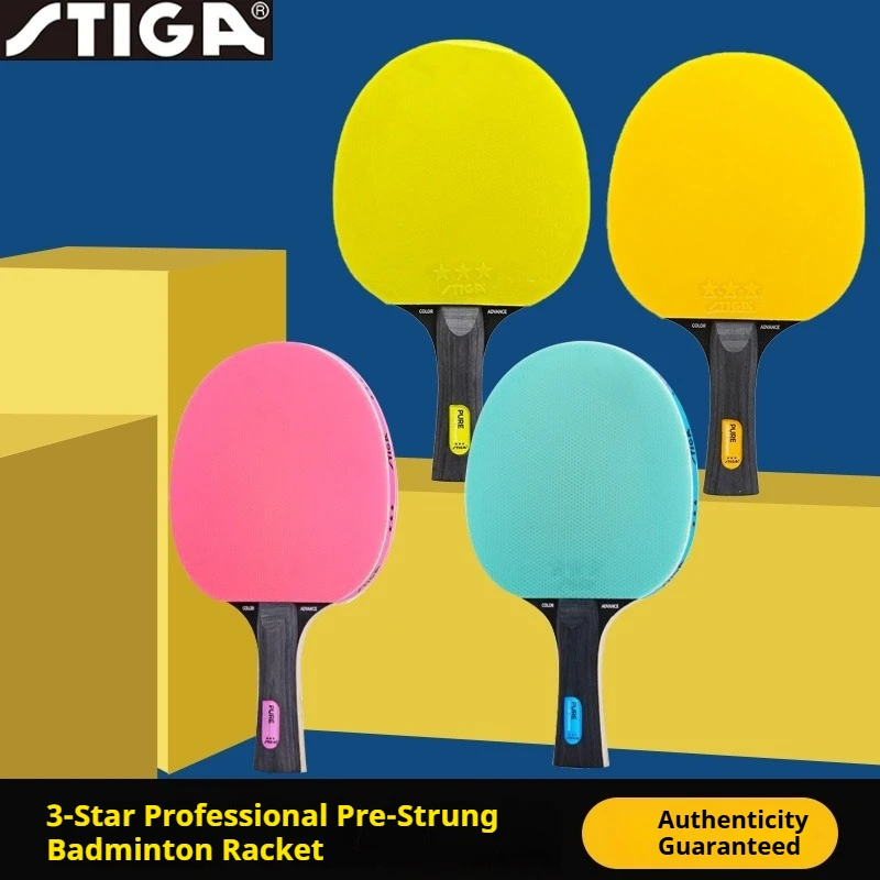 

STIGA 3 Stars Table Tennis Racket Pimples-in Rubber Pure Colorful 5 Ply Pure Wood Ping Pong Bat Paddle for Children & Beginner