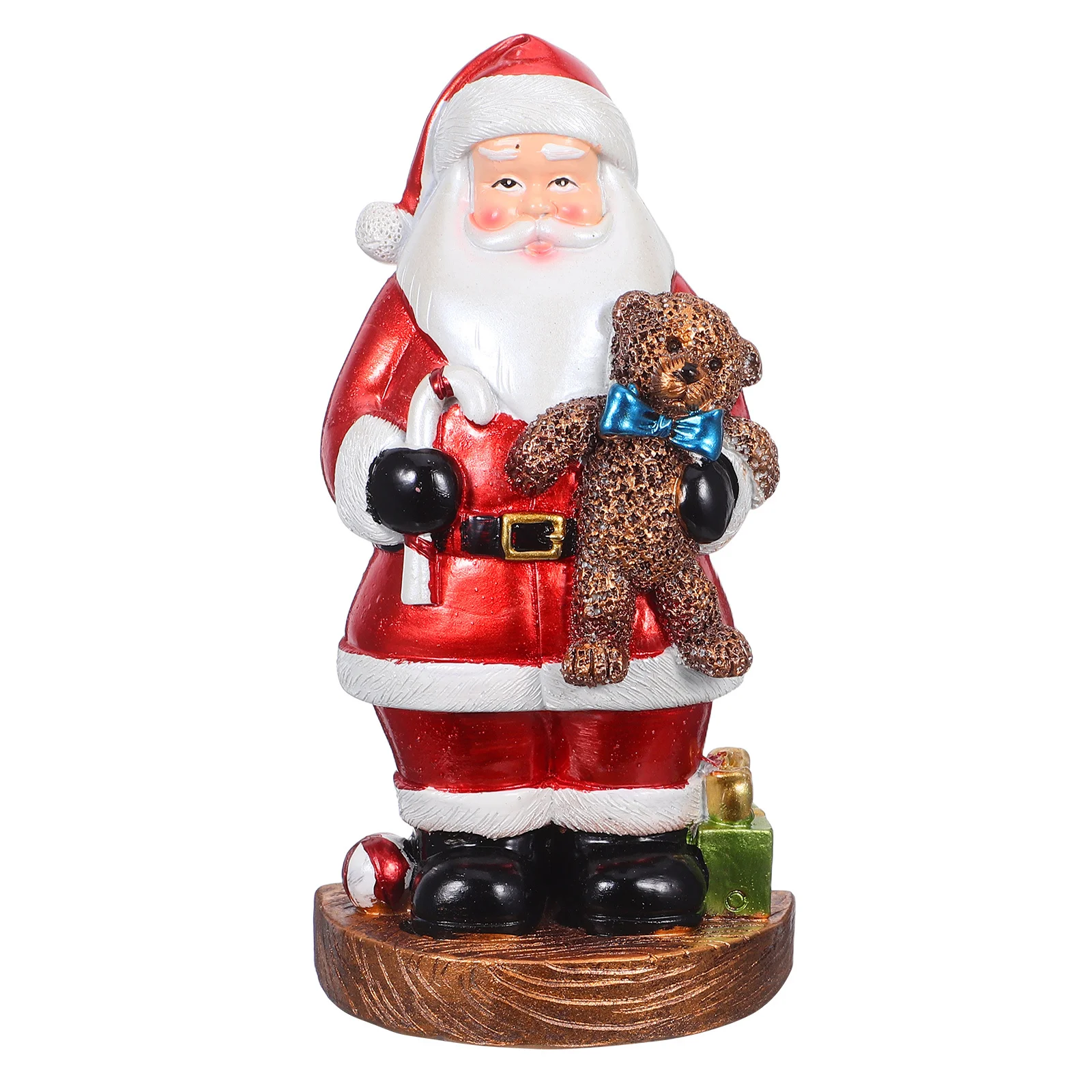 

Miniature Resin Santa Claus Statue Christmas Tabletop Decor Vintage Holiday Ornament for Fireplace Home Office Display