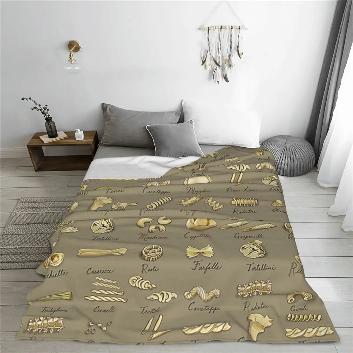 

Italian Pasta Shapes On Taupe Background Blankets Fleece Sofa Throw Blankets for Home Bedroom Office Throws Bedspread Quilt