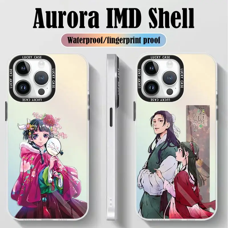 Iridescent Laser Clear Cover for iPhone 15 14 13 12 11 pro Max XS XR X 7 8 Anime Apothecary Diaries Maomao Gradient Color Case