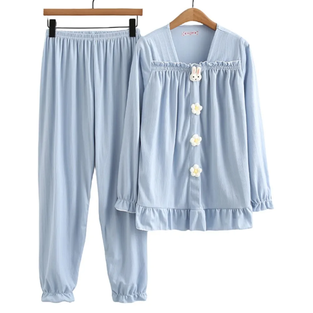 

2023 Autumn Clothes Women Pajamas Plus Size Cute Wind 3D Rabbit Loose Casual Combed Cotton Loungewear Curve