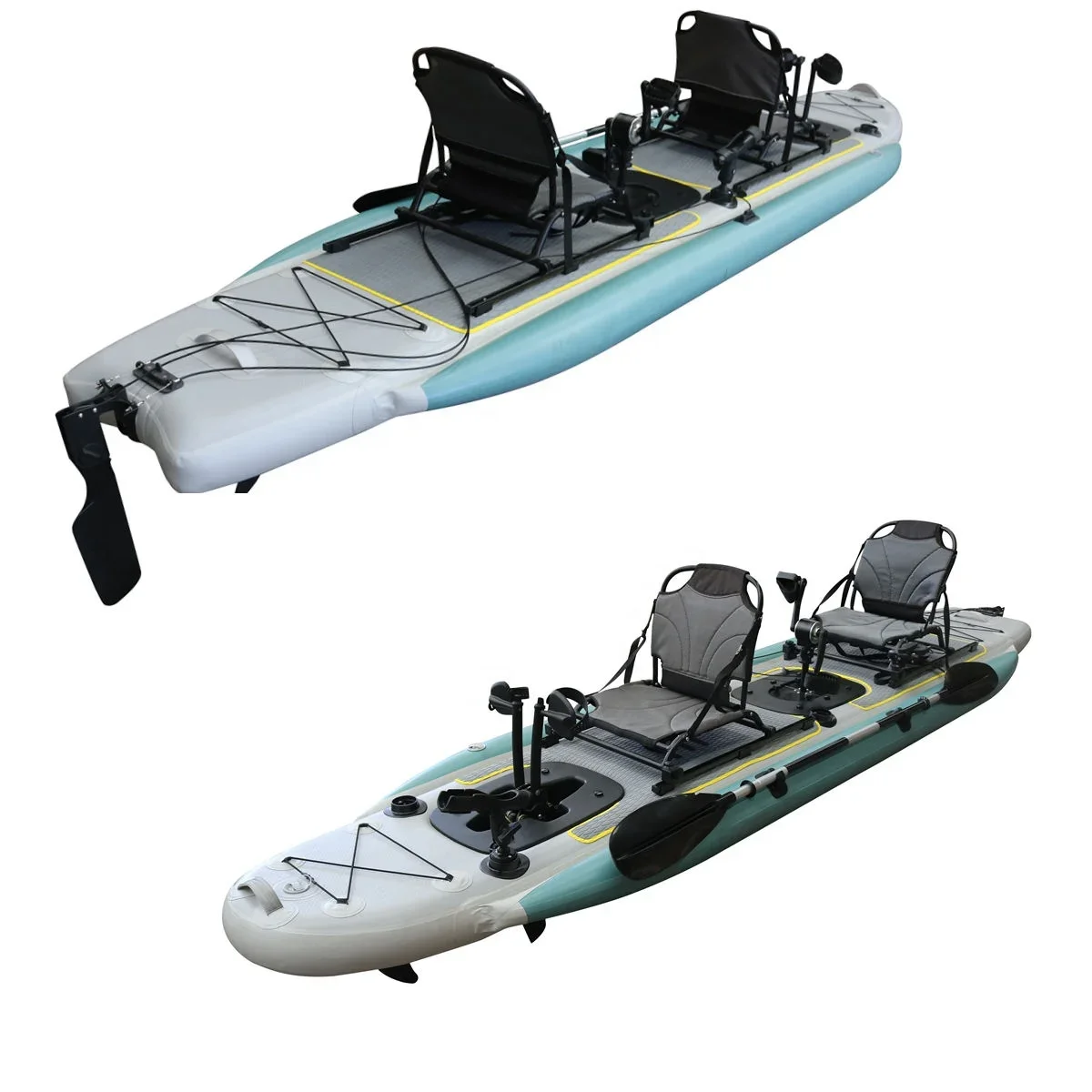 4.2m 2-Person Inflatable Pedal Fishing Boat PVC Material Dual-System Propeller Pedal Fins Rowing Drifting Outdoor