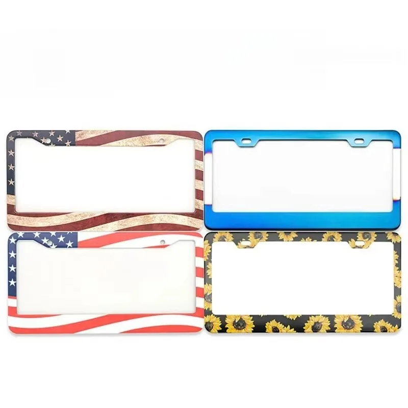 Popu 1pcs Car Decoration Universal Aluminum Alloy US Car License Plate Frame Cover Auto Accessory Waterproof Number Plate Holder