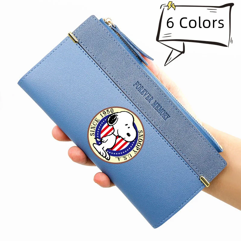 Snoopy Fashion Wallets Zipper Coin Purse Cartoon Anime Lady Long Short Purses Handbags Women Photo Card Holder Bags Clutch Gifts