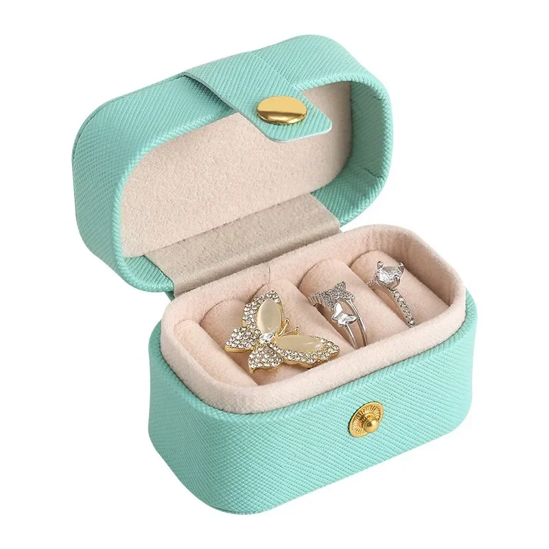 Valentine's Day Mini Ring Box Portable Earring Jewelry Box Leather Earring Ring Storage Box Cross border Amazon Jewelry Box