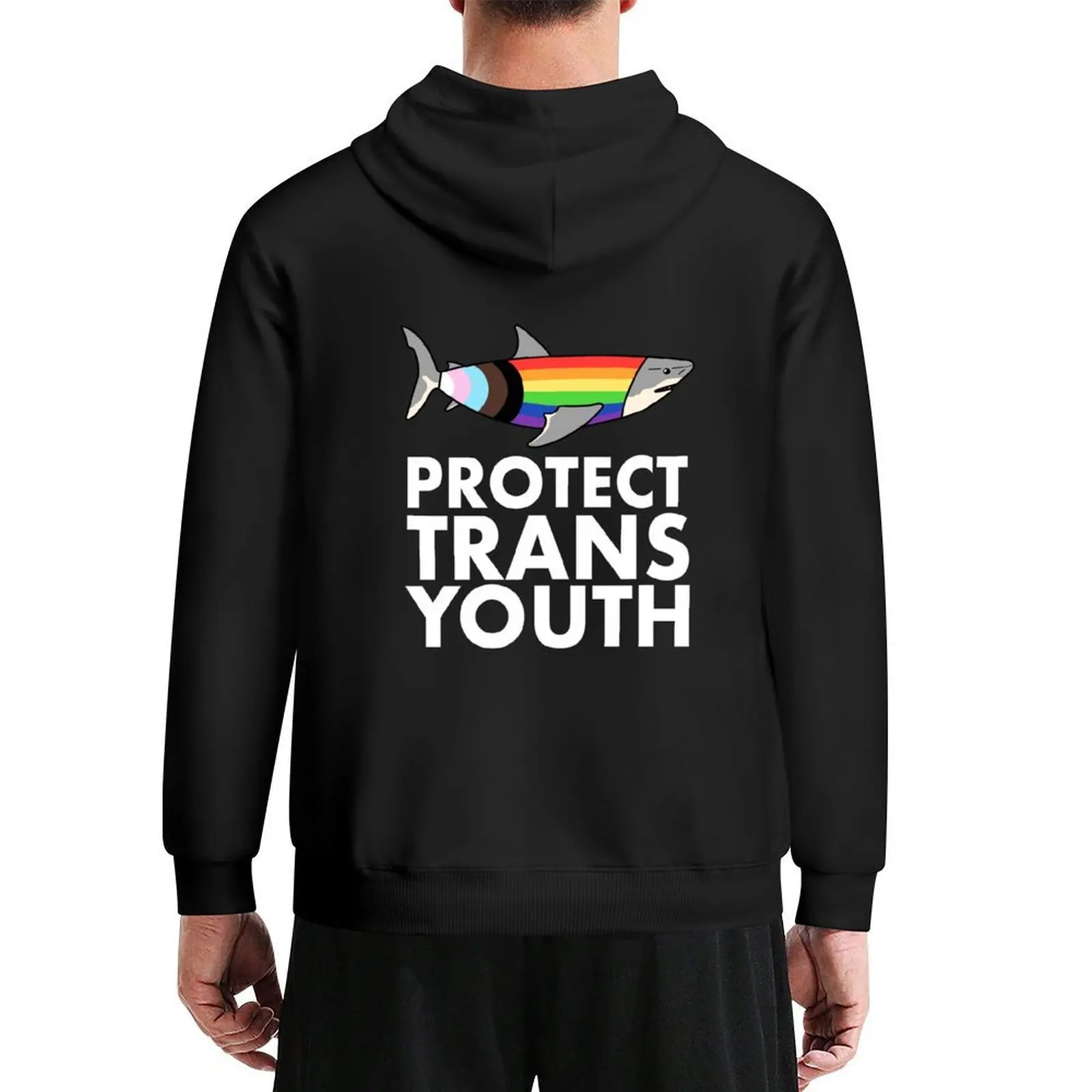 

Progress Shark - Protect Trans Youth Hoodie men's sweat-shirt mens clothes men's winter sweater tracksuits