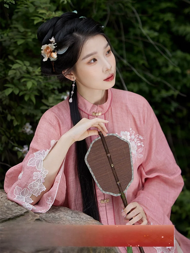 

Оригинальный комплект Hanfu для вечера в июле с воротником-стойкой и пуговицами спереди, длинная повседневная юбка с хвостом для женщин, летняя...