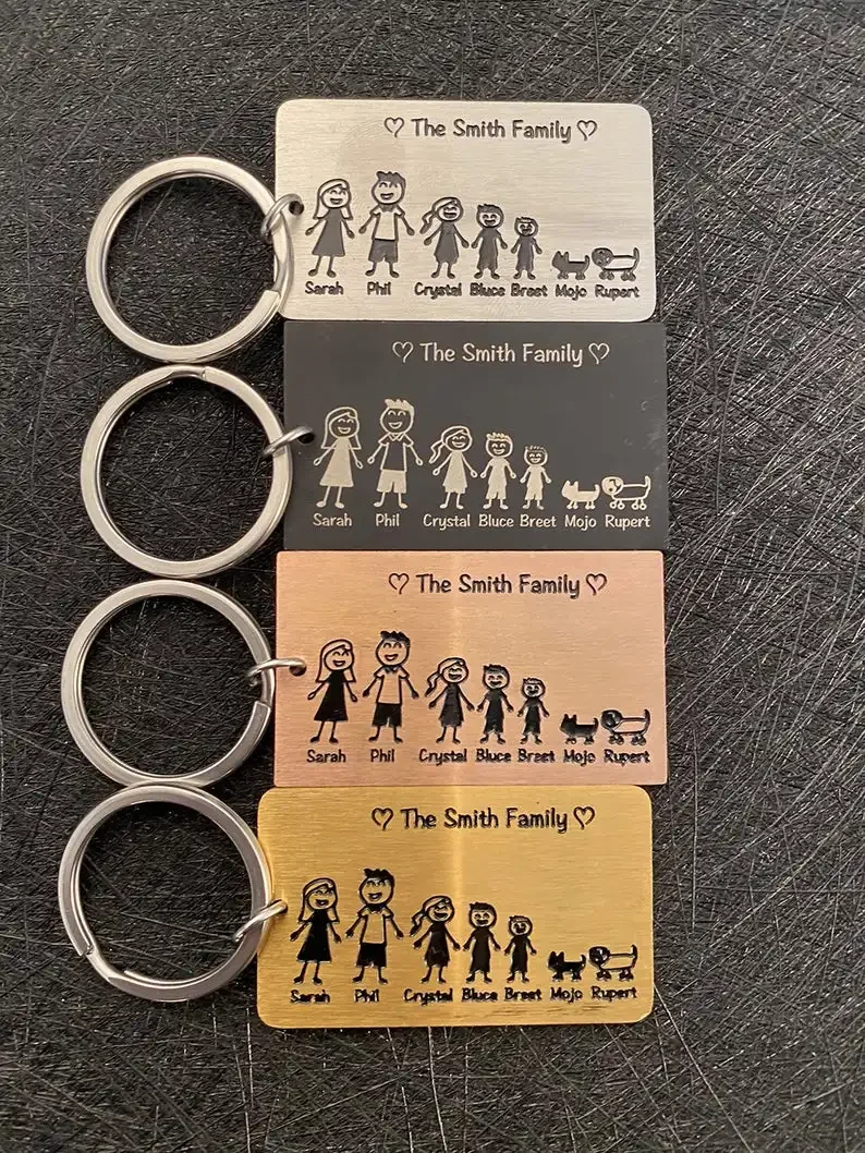 

Family Love Keychain Customized Name Personalized Keyring Gift for Him Parents Children Present Bag Charm Families Member Gift