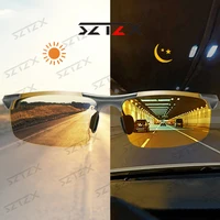 SZTZX gafas fotocromáticas antideslumbrantes de visión nocturna diurna para hombre, gafas polarizadas para conducir y pescar, gafas de montar sin montura de aluminio