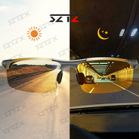 SZTZX Anti-Glare Day Night Vision Photochromic Glasses Men Polarized  Driving Fishing Glasses Aluminum Rimless Riding Goggles