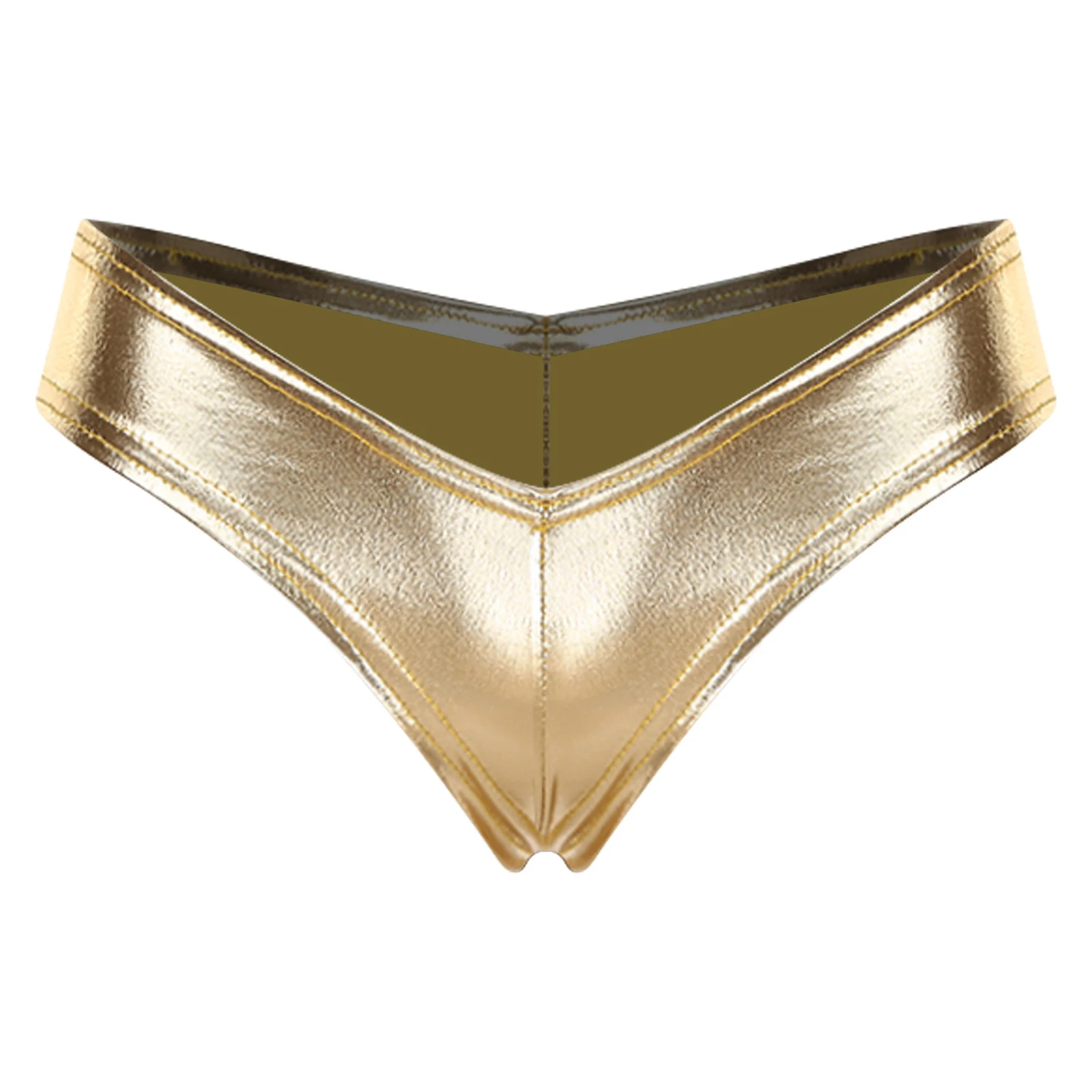 

Womens Metallic Shiny Mini Bikini Briefs High Waist Narrow Crotch Booty Cheeky Panties Alluring Underwear Ladies Hot Panties
