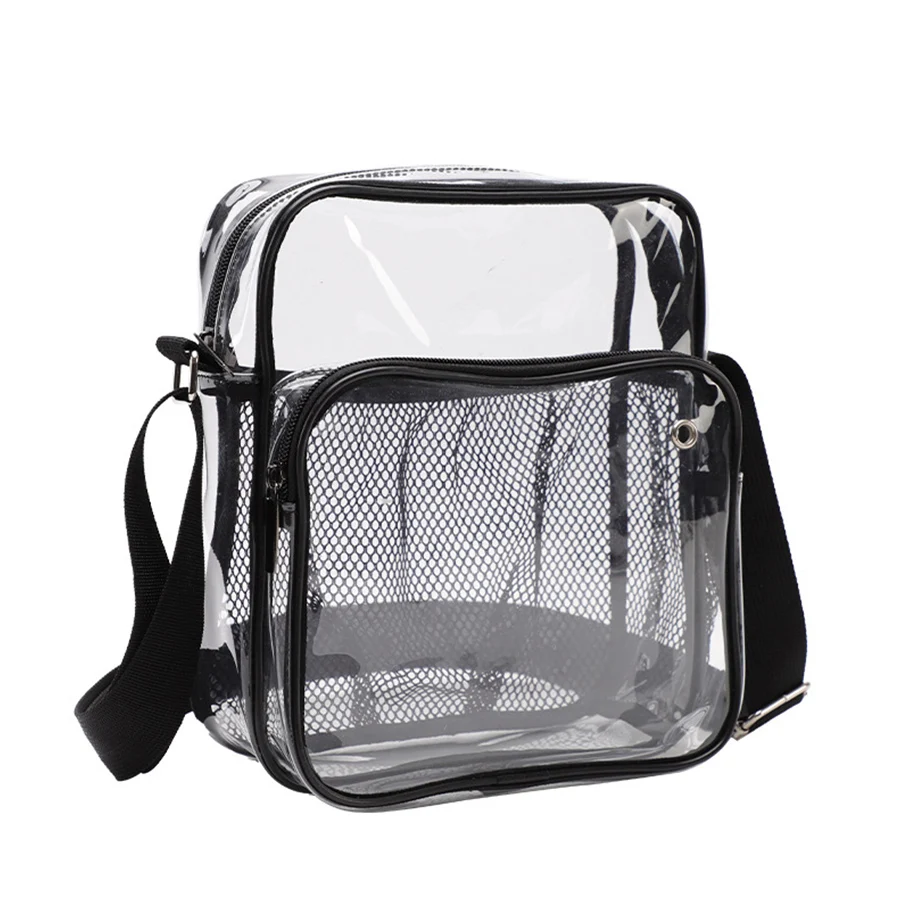 Mesh Strap Waterproof Transparent pvc Bags Put Lost Headphone Jack Umbrella Cell Phone 9.7 inch iPad Adjustable Shoulder Strap