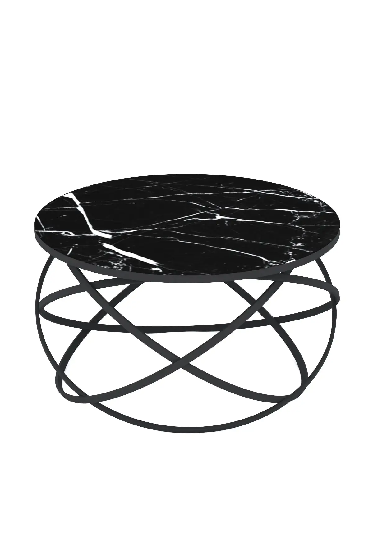 

DOLBOVI Concept Gezgen Medium Coffee Table Set Senior Black Body-Marble Pattern Black Mirrored Suit Coffee Table