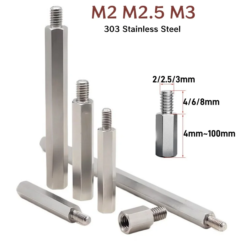 

M2 M2.5 M3 Stainless Steel Hex Standoff Male Female Standoff Spacer Screw PCB Motherboard Rack Stud,Column Pillars Spacers Bolt