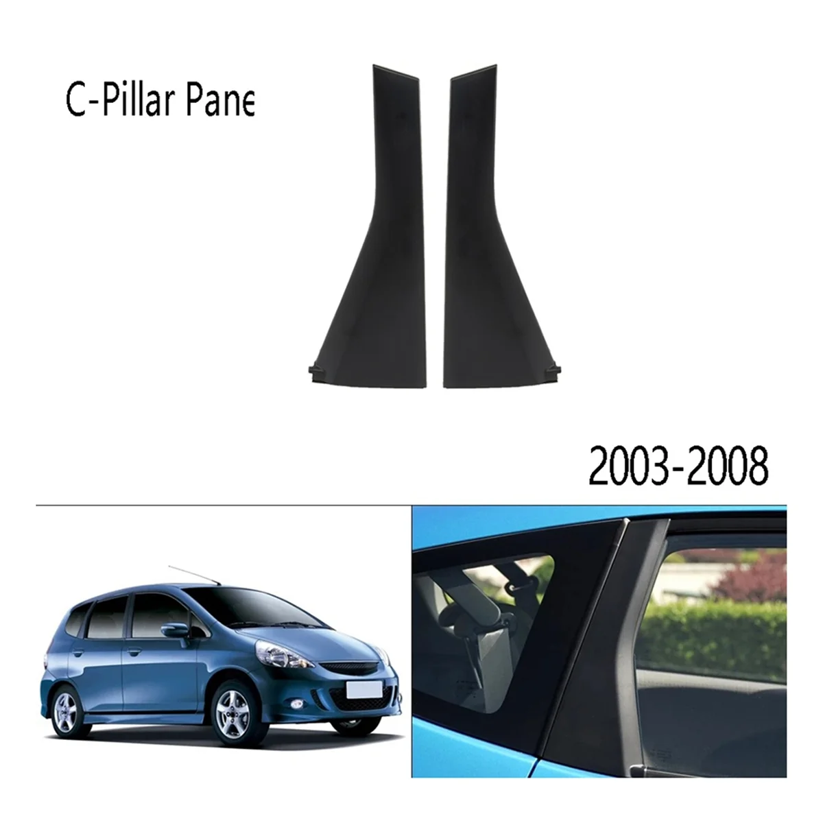 Car Right Rear Door Outer Pillar Garnish Trim Panel C-Pillar Panel for Honda FIT JAZZ GD1 GD3 2003-2008 72721-SAG-H00