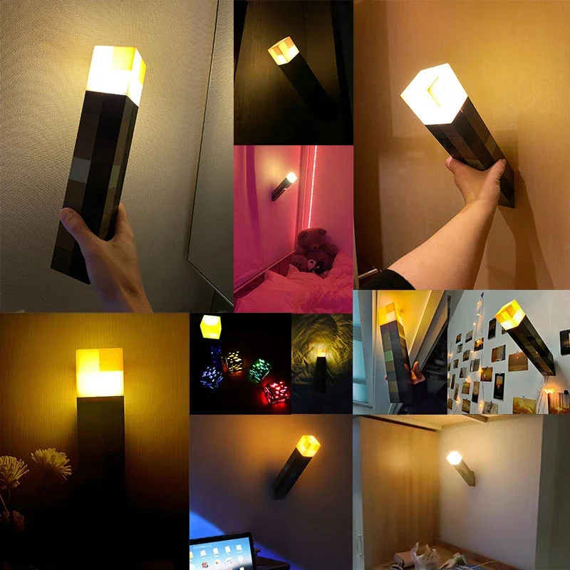 Imagem -06 - Led Brownstone Torch Night Light Game Creativity Toy Lamp Recarregável Bedside Decor Presentes para Crianças