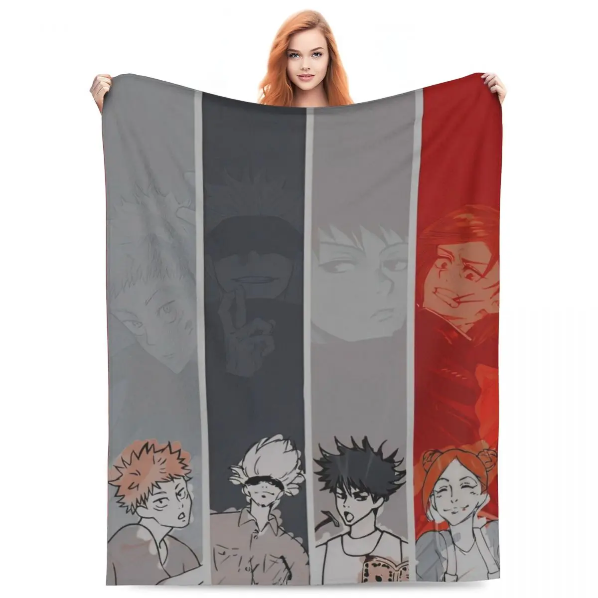 Jujutsu Kaisens Anime Blankets Flannel Autumn/Winter Satoru Gojo Multi-function Warm Throw Blanket for Bed Travel Quilt