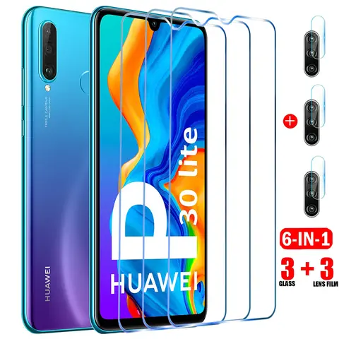 6in1 Screen Protector For Huawei P30 P50 P40 Lite P20 Pro Clear Protective Tempered Glass For Huawei Nova 5T 9H Tempered Film