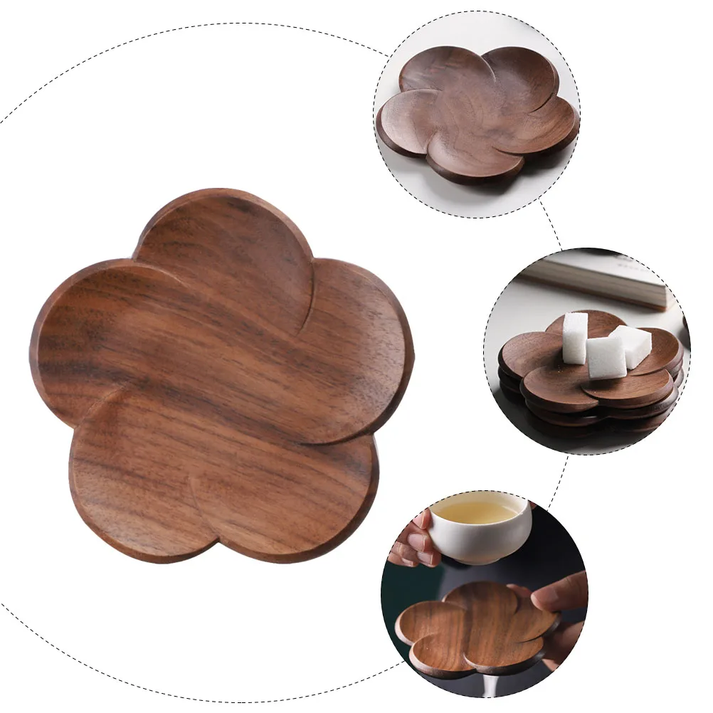 

1pc Wooden Flower Coasters Heat Resistant Tea Cup Mats Decorative Cup Pads For Home Flower Shaped Coasters Kitchen Office Use