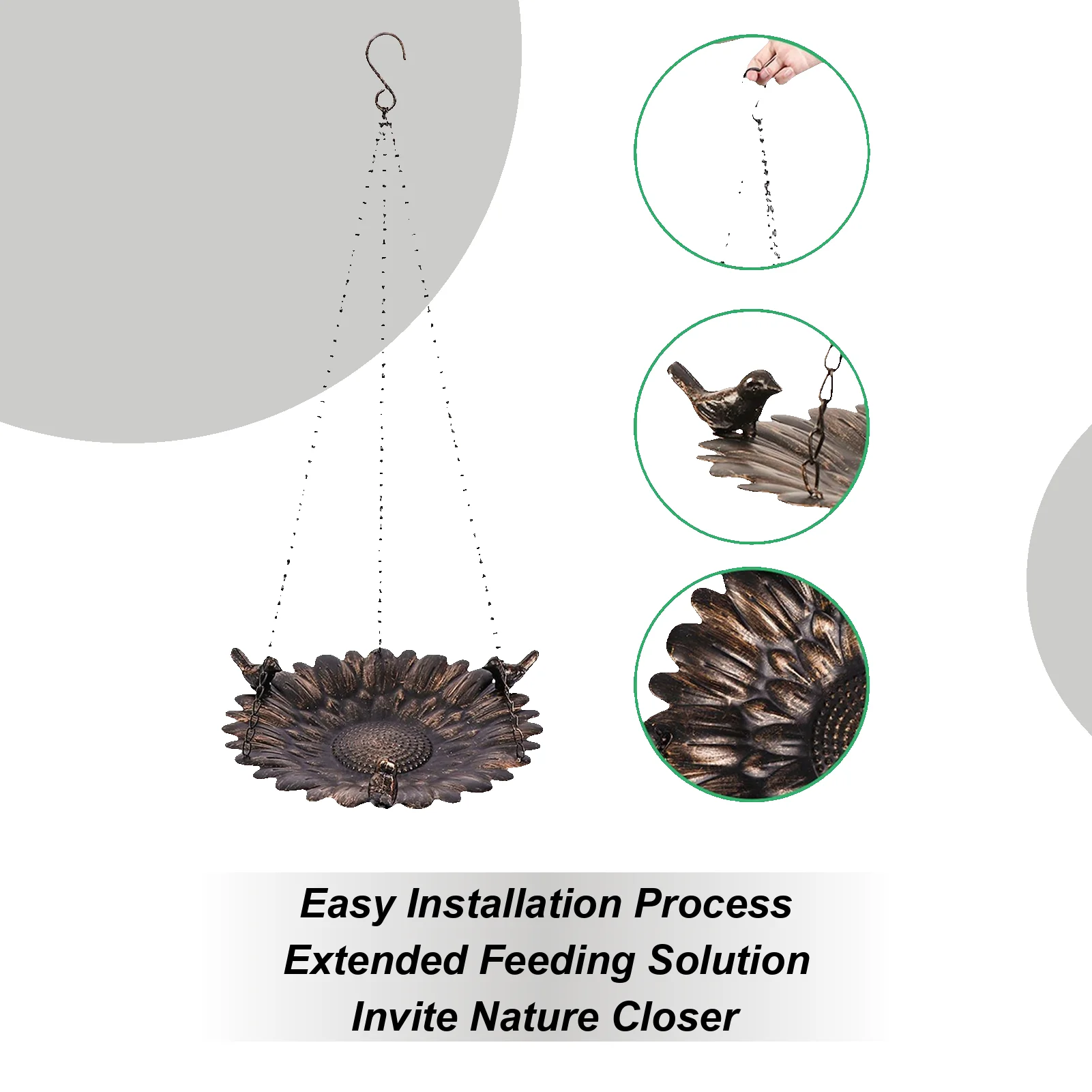 

Metal Bird Feeder Iron Weatherproof Vintage Hangable Outdoor Bird Feeder Tray For Garden Patio Porch Balcony Tree Window