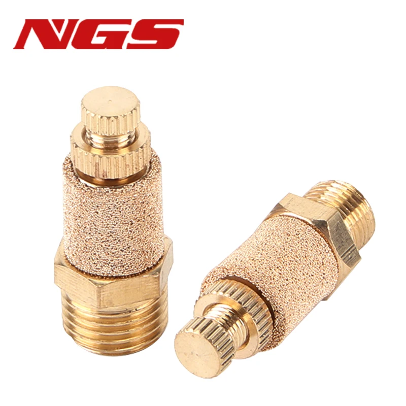 

1 5 PCS Male Spring Throttle Muffler Pneumatic Solenoid Valve Adjustable BESL Copper Connector Exhaust Speed Regulation Silencer