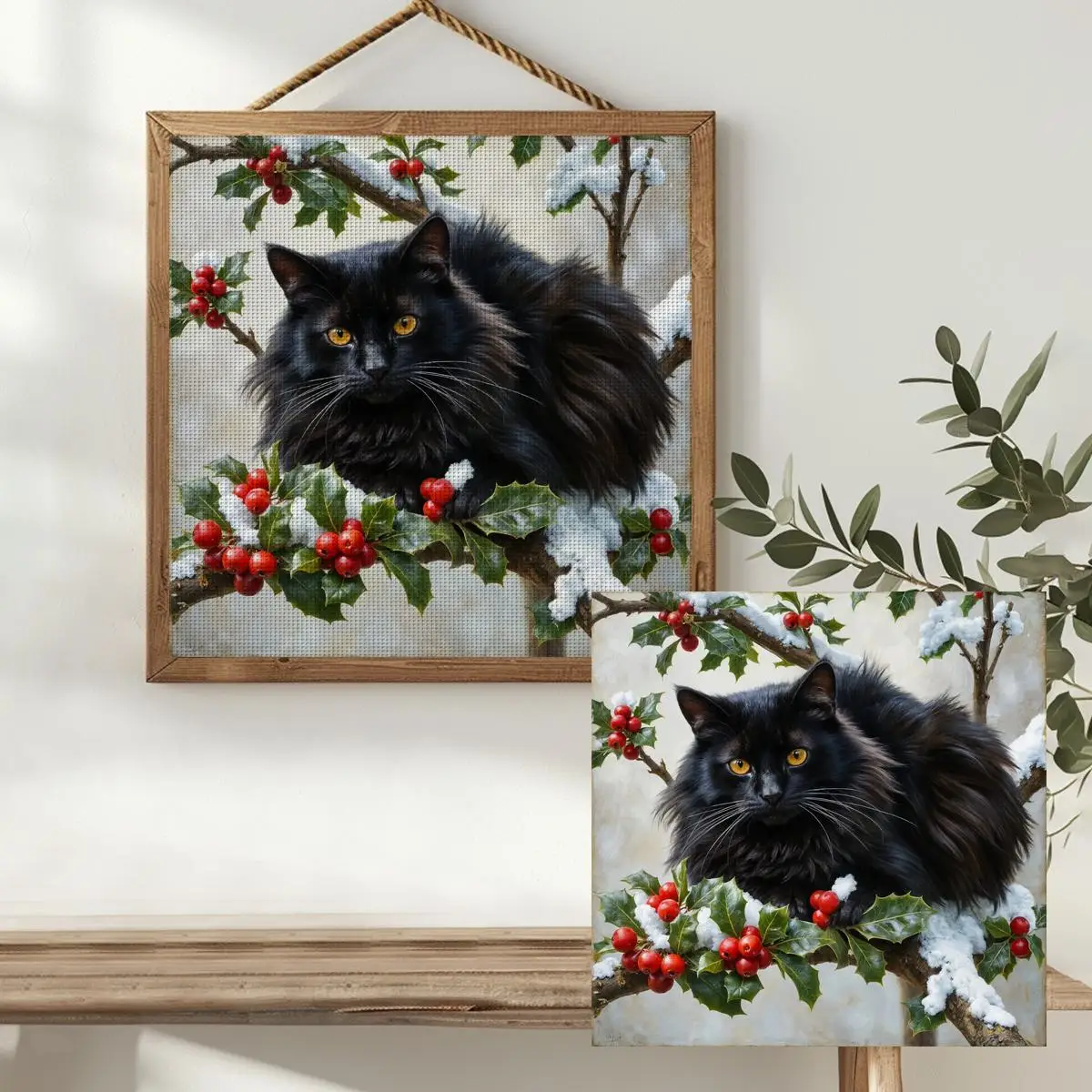 1pc 40X40CM/15.74inch The black cat on the tree stamped cross stitch kit DIY kit 11CT/14CT DIY Embroidered set DIY Cross-Stitch 3