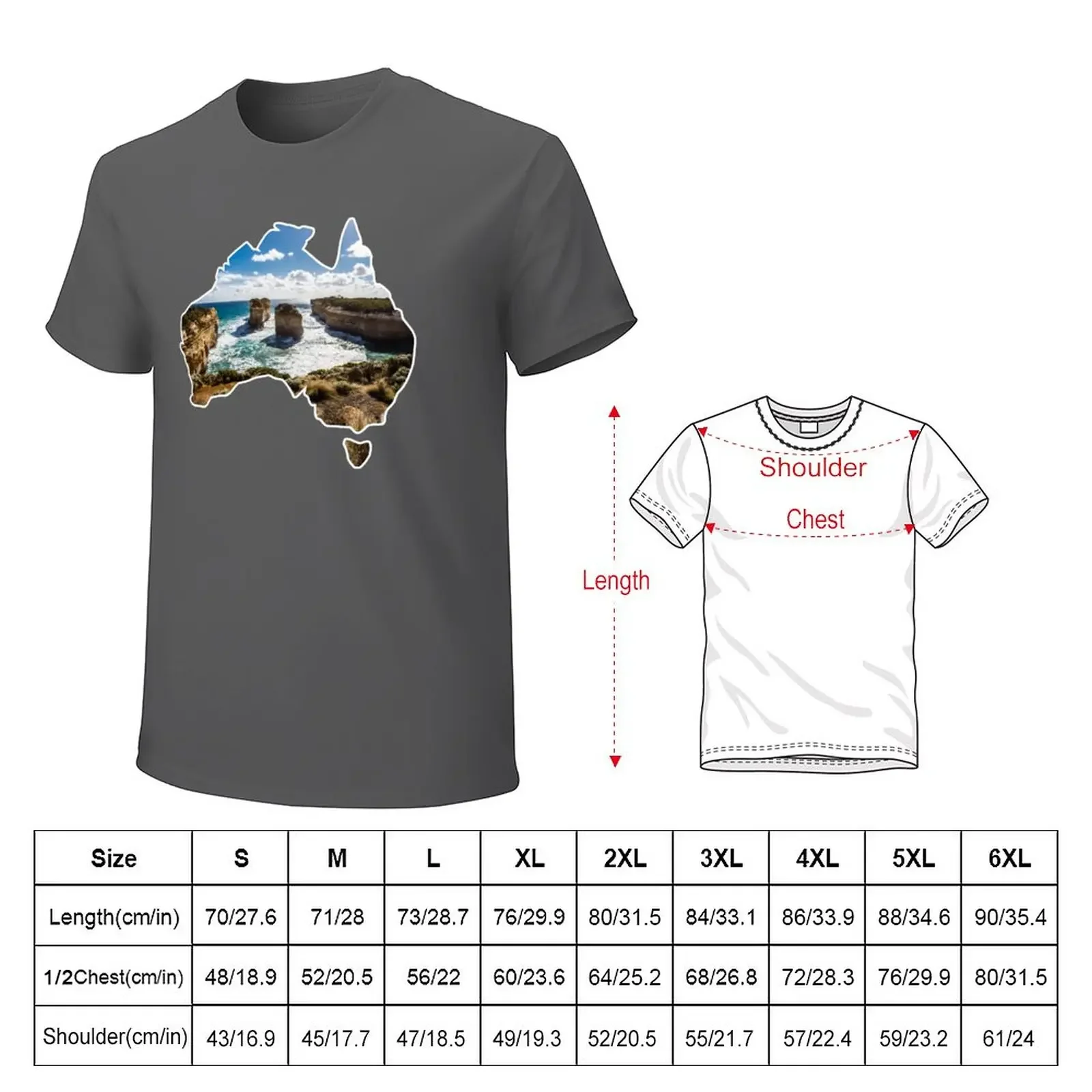 Outlined Australia - Twelve Apostles - Twelve Apostles - Great Ocean Road T-Shirt summer tops Short sleeve tee Men's t shirts