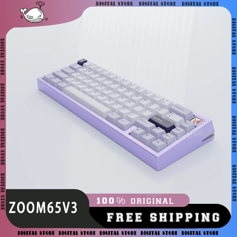 

ZOOM 65 V3 Mechanical Keyboards Screen Three Mode Custom Aluminium Alloy Wireless Customized Gaming Keyboard RGB Pc Gamer Gifts