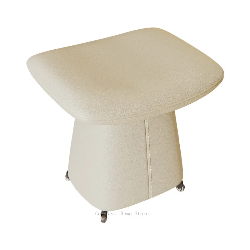 Vanity Stool with Soft PU Leather Seat, Makeup Dressing Chair for Bedroom, Nail Art Shoe Change Stool