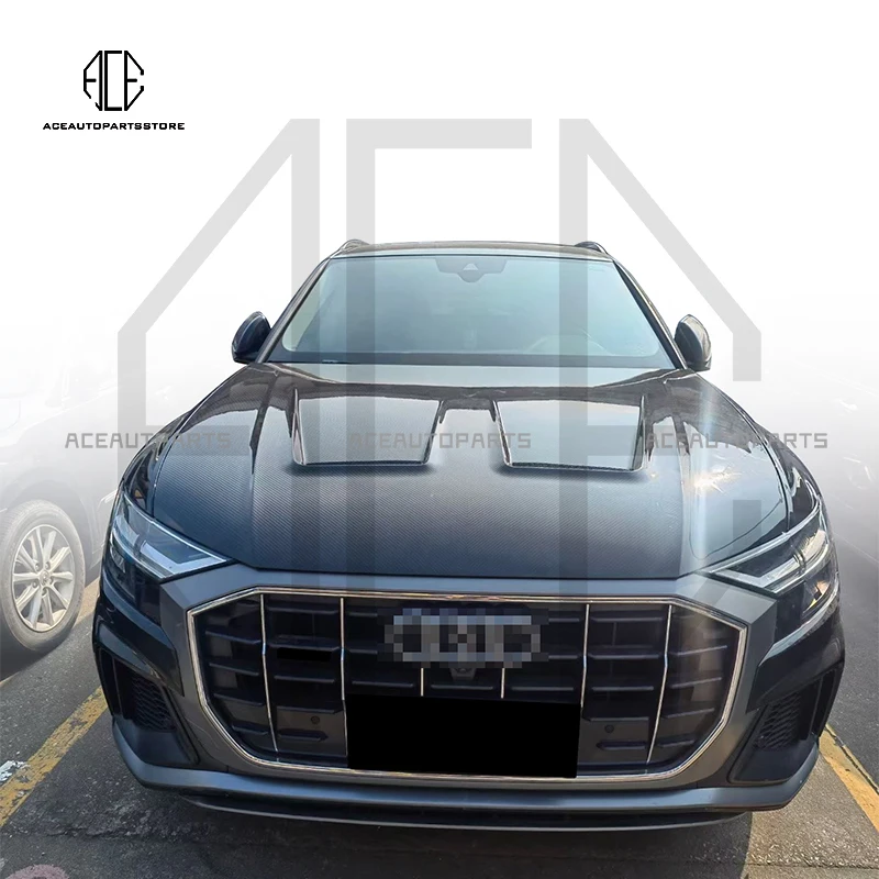 For Audi Q8 RSQ8 body kit Q8 RSQ8 Upgraded MSY style front rear bumper Spoiler hood with carbon fiber kit Engine Cover