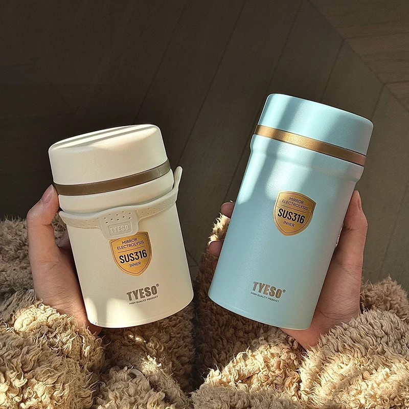 

TYESO 316 Stainless Steel Thermos Bottle Coffee Mugs Vacuum Flasks Braising Big Belly Cup Portable Thermal Insulation Pot Water