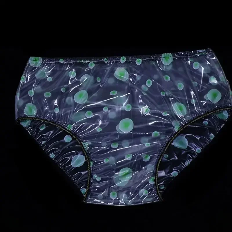 

Thickened 20-wire tight mid-waist transparent polka dots plastic anti-side leakage PVC diaper couple underwear