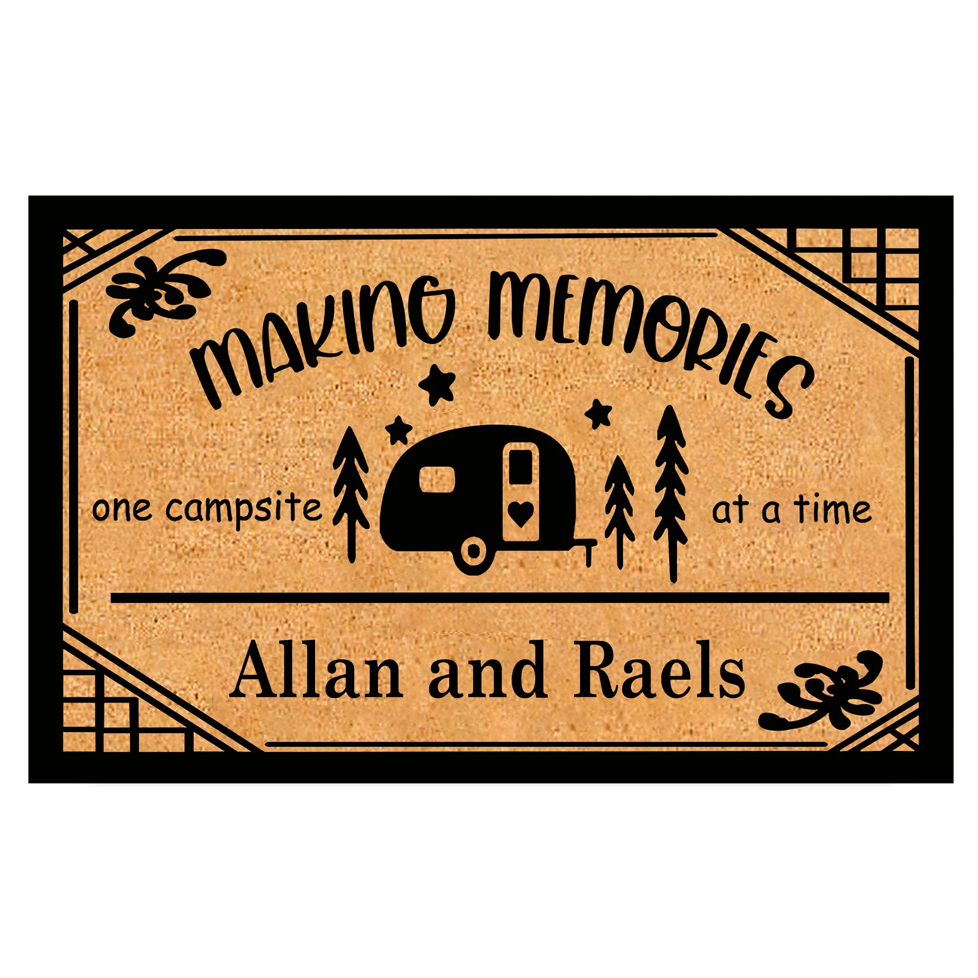 

Personalized Camping Doormat Custom "Making Memories" RV Door Mat with Names, Rustic Campsite Decor for Campers & Travel Trailer