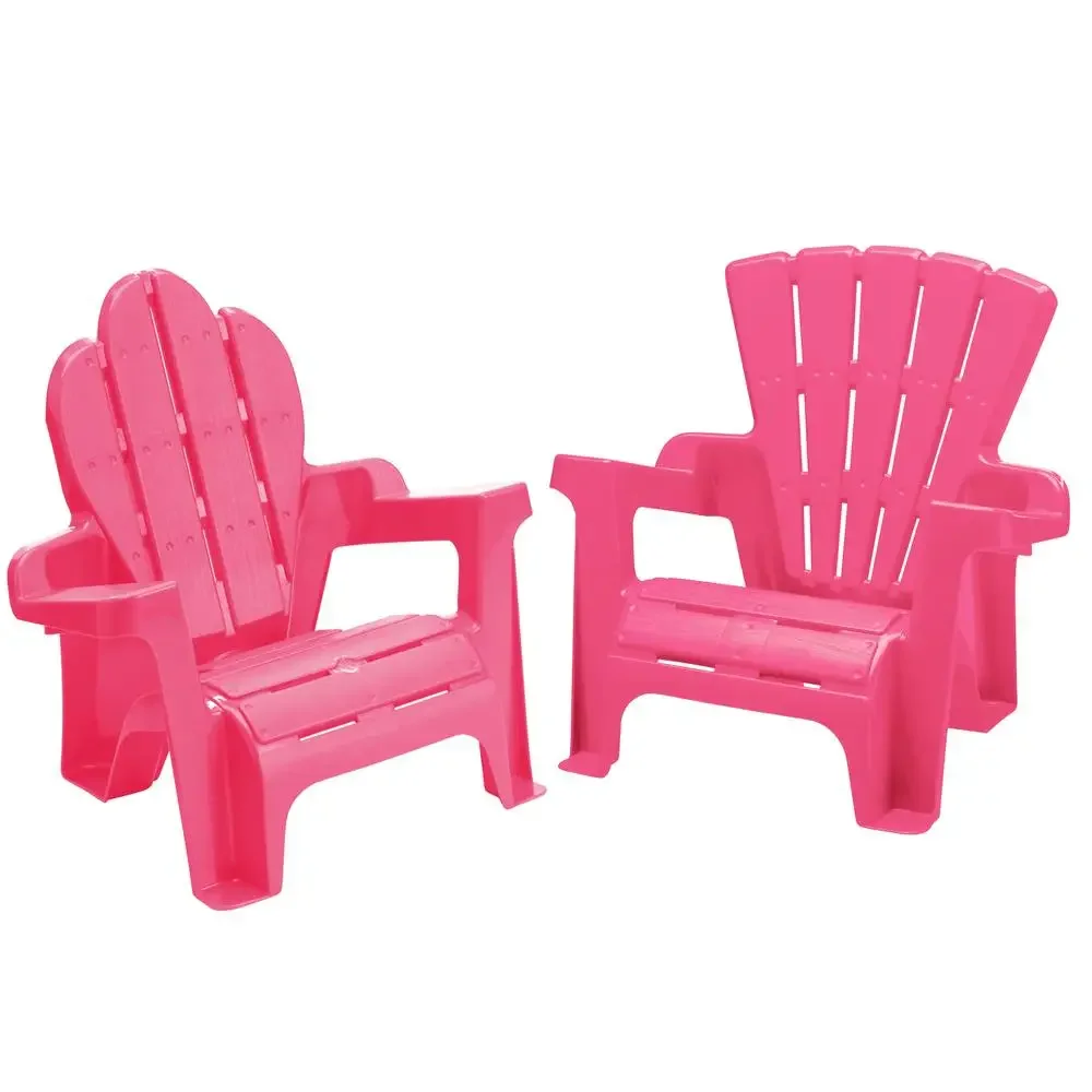 Children's Adirondack Chair 2PK Pink Lightweight Portable Indoor Outdoor High-Quality Polypropylene Plastic Stackable 2-Pack