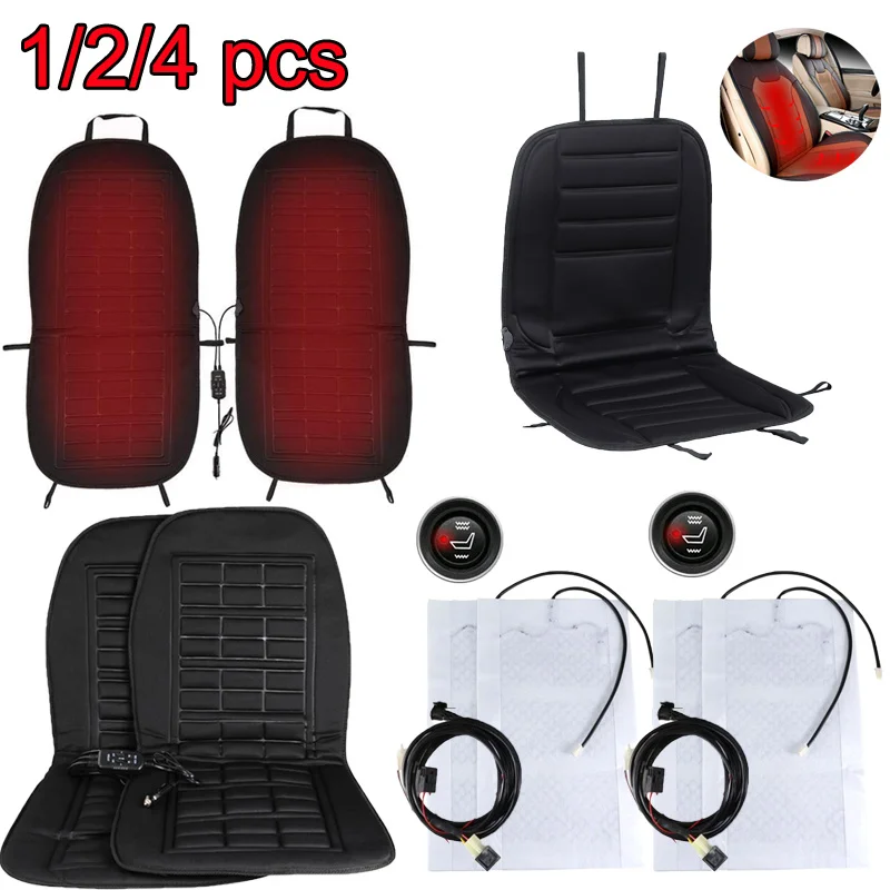 

2pcs Heating Seat Cushion 30-65°C Adjustable Temperature Fast Warm In 2 Minutes Soft Fabric Mesh Back Anti-Slip For Car Home
