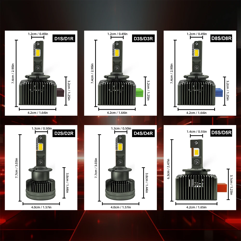 D3S LED Headlights HID D1S D2S D4S D5S D1R D2R D3R D4R Turbo LED 50000LM Two-sided CSP 3570 Chips Headlamps 6000K 110W Plug&Play