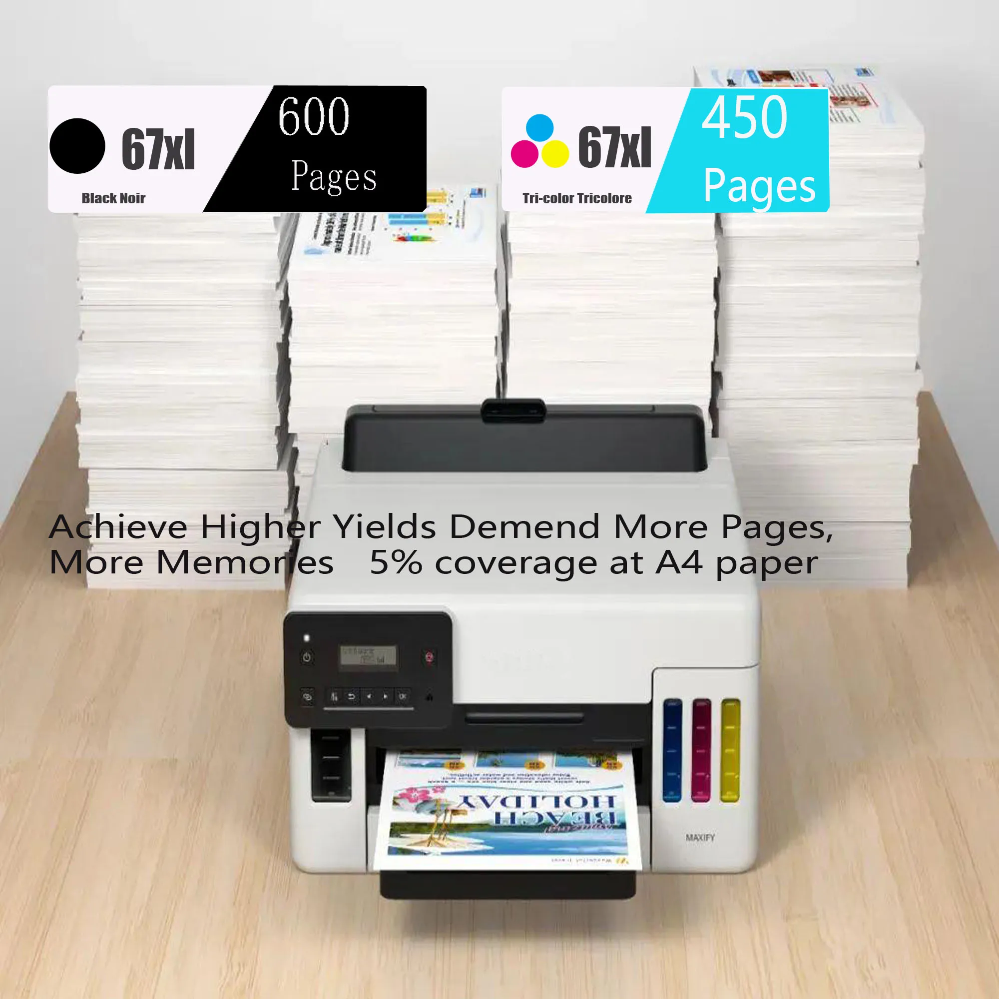 خراطيش حبر 67XL بديلة باللونين الأسود واللون للحبر 67 67XL خراطيش حبر كومبو للعمل مع DeskJet 2755e 2700 2855e #3