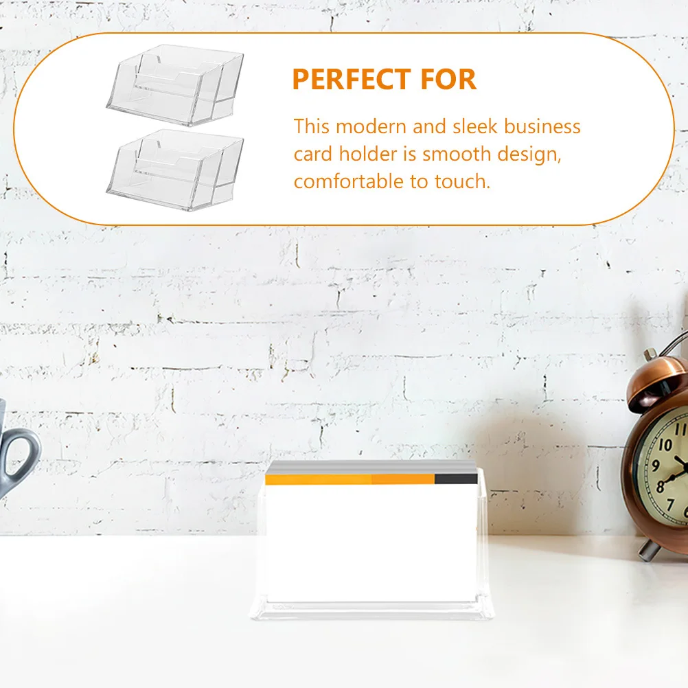 

2Pcs Desktop Business Card Holder Acrylic Stand Organizer Office Card Display Holder Compact Business Cards Storage